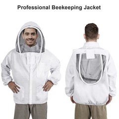 ISIVBPEP Beekeeping Jacket for Men Women,Polycotton Bee Large, White