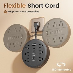 Surge Protector Power Strip, Extension Cord with 6 AC Outlets, 6 USB Ports (2…