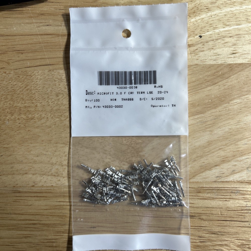 MOLEX 43030-0002 Micro-Fit 3.0 Crimp Terminal Female Pack of 100