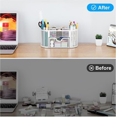 Scratch-Resistant Mesh Desk Supply Holder with Drawer – Organize Your Workspace