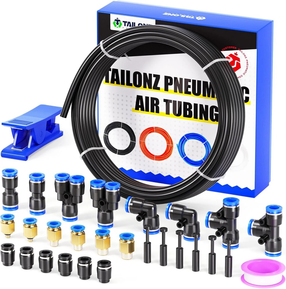TAILONZ PNEUMATIC Black 4MM or 5/32 Inch OD 10 Meter 32.8ft PU Polyurethane Air