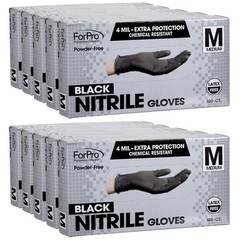 ForPro Nitrile Gloves Chemical Resistant PowderFree Black Medium 1000Count