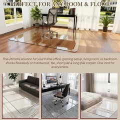 30″ x 48″ Tempered Glass Office Chair Mat for Carpet & Hardwood Floor, 1/6″ T…