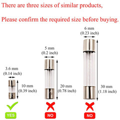 10 Pack F5AL Fast-Blow Mini Fuse 5A Max 5 amp 125V Glass Fuses 0.14 x 0.39 inch