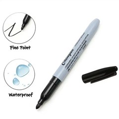 12pcs Black Permanent Marker Pens Fine Tip Waterproof Quick Dry Ink**