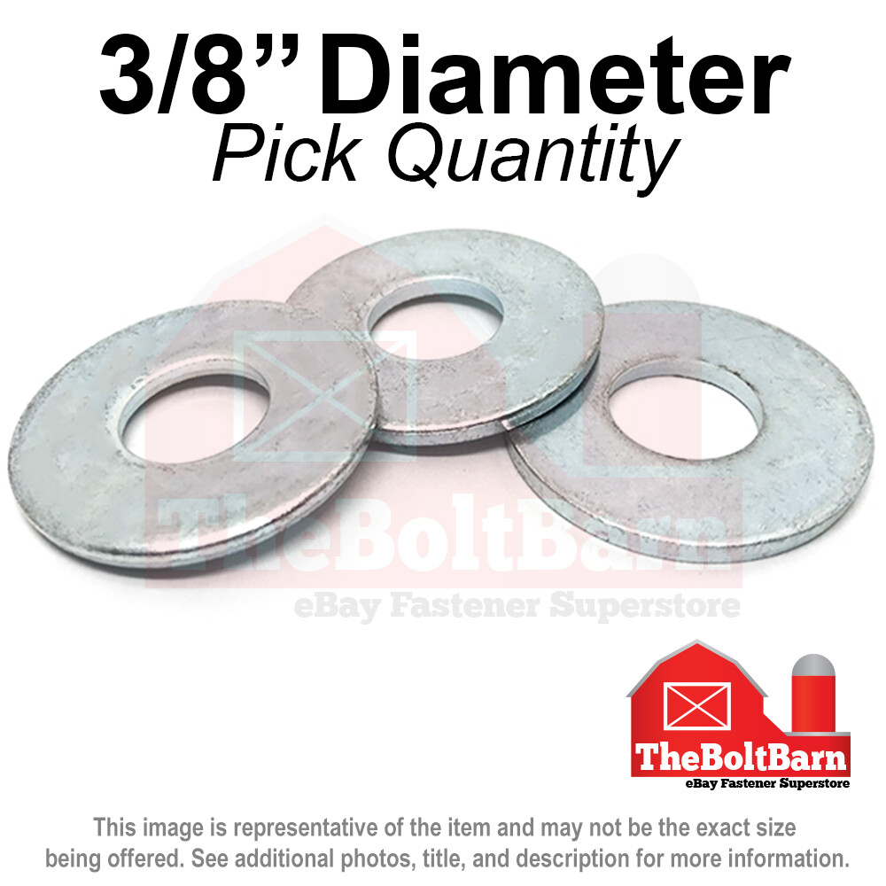 3/8″ USS Flat Washers Low Carbon Steel Zinc Plated (Pick Quantity)