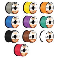 Iron Forge Cable 14 Gauge Primary Automotive Wire – 10 Roll Assortment Pack -…