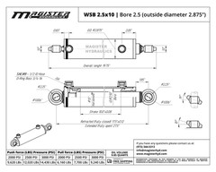 Hydraulic Cylinder Welded Double Acting 2.5″ Bore 10″ Stroke Swivel Ball/Eye