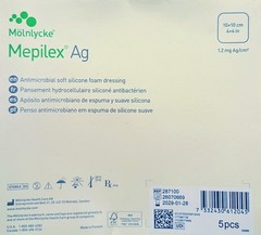 Mölnlycke Mepilex Ag Antimicrobial Soft Silicone Foam Dressing 10x10cm 5pc
