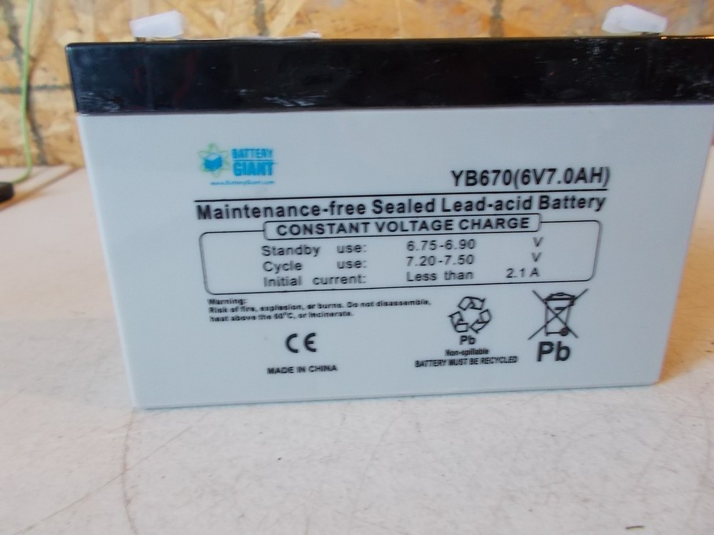 NEW Battery Giant Maintenance Free Lead Acid Sealed 6V 7.0 AH YB670