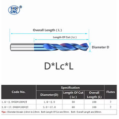 1PC 2mm-10mmx100mm HRC65 Solid Carbide Drill Bit For Hard Alloy Stainless Steel