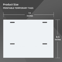 100 Pcs Temporary Paper Tags Blank License Plates 8.5 X 11 Inches Printable Tear
