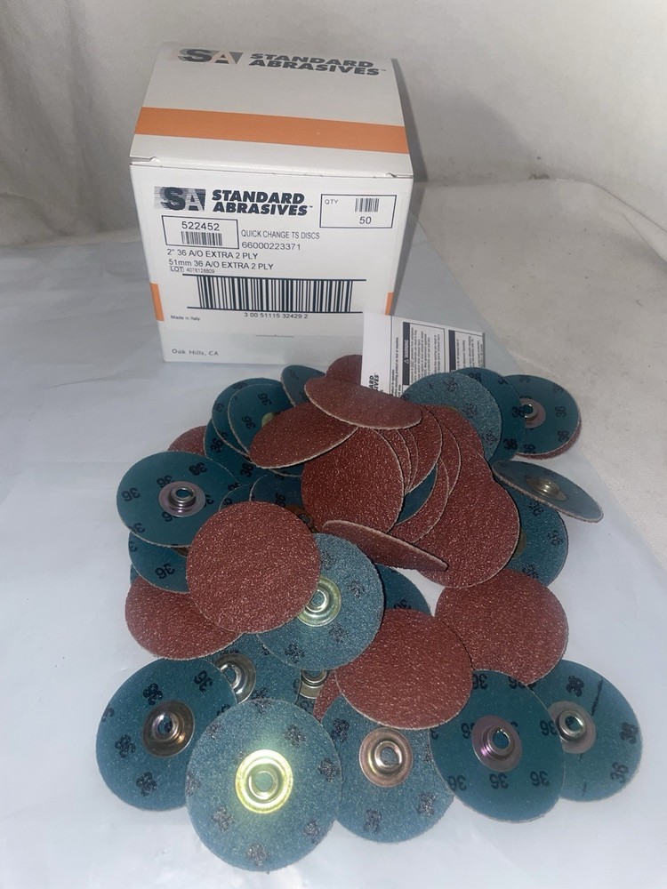 Standard Abrasives 2″ Sanding Discs 522452, 36 Grit, TS Quick Change, 50pk