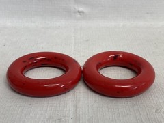 (2) Vinyl Coated Lead Ring Stabilizing Weights 125-500mL Flask 3”OD 1.6”ID 0.5lb