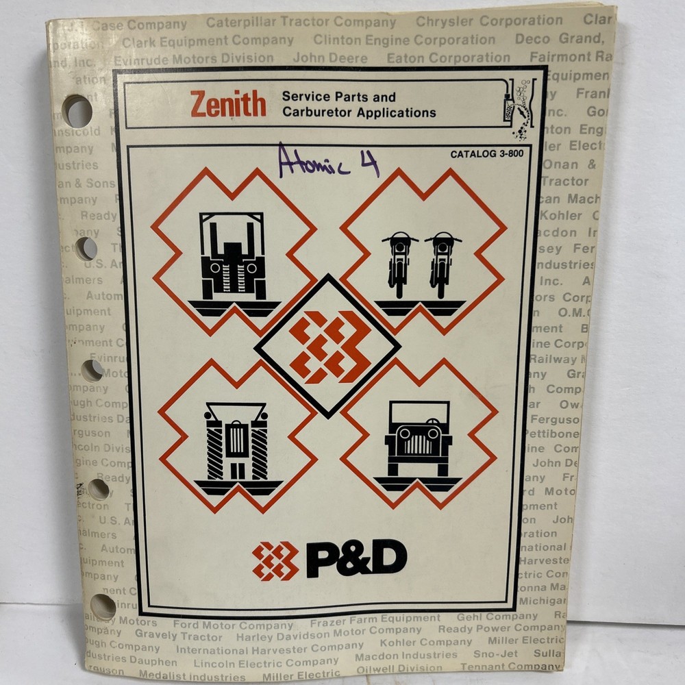 Zenith Service Parts and Carburetor Applications Catalog 3-800 P & D