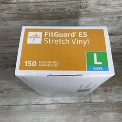 *6 BOXES* MEDLINE FITGUARD ES Stretch Vinyl Exam Gloves Size: LARGE, EXP: 03/26