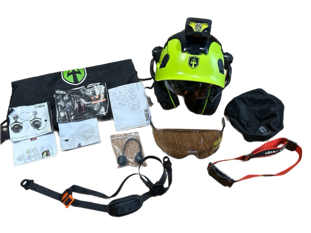 5-in-1 Arborist Hard Hat with Bluetooth Visor Ear Muffs & Headlamp Tree Trimming