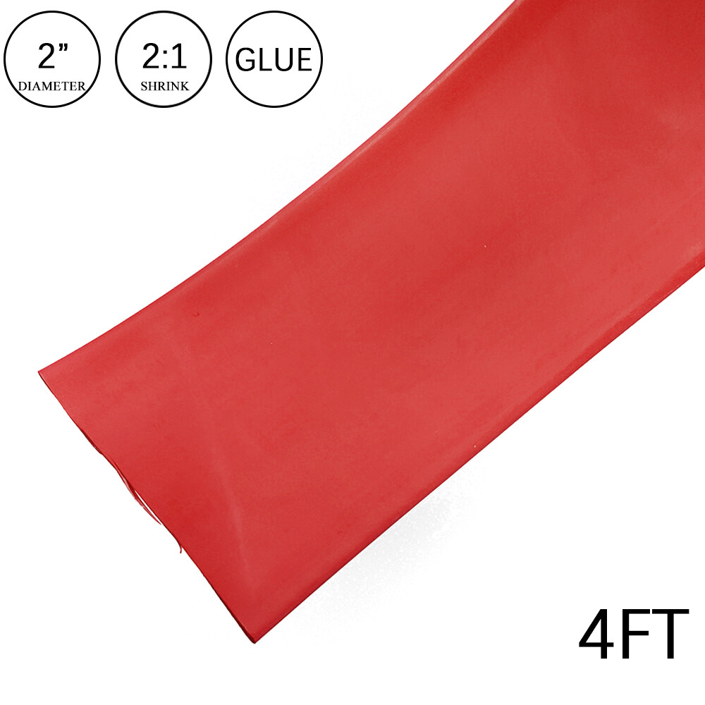 2:1 Heat Shrink Tubing Tube 2″ Red Glue Waterproof Dual Wall Wires Wrap