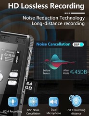 64GB Digital Recorder with Voice Activation – 4552 Hours for Lectures & Meetings