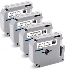 Label Maker Tape 12mm 0.47 – fits Brother M-K231s P-Touch BLACK on WHITE/CLEAR