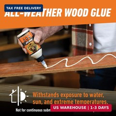 Gorilla Ultimate Waterproof Wood Glue, Natural Wood Color, 8 Ounce (Pack of 1) –