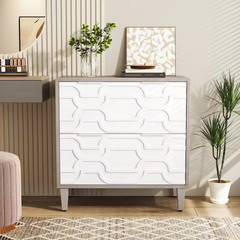 Cindy 2-Drawer White Gray Wood 31.5 In. W Lateral File Cabinet A4/Letter/Legal S