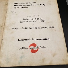 1960 Allison Torqmatic Transmission 5640 5840 Service Manual 6-Speed Supplement
