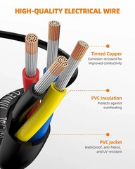 Electrical Wire 18 Gauge 4 Conductor Waterproof Marine Solar Black Cable RV 30ft