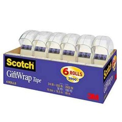 Scotch Gift Wrap Tape, Invisible, 0.75 in. x 650 in., 6 Dispensers/Pack