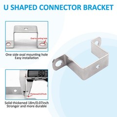 4Pcs U Shaped Connector Bracket 304 Stainless Steel Heavy Duty Perforated Squ…