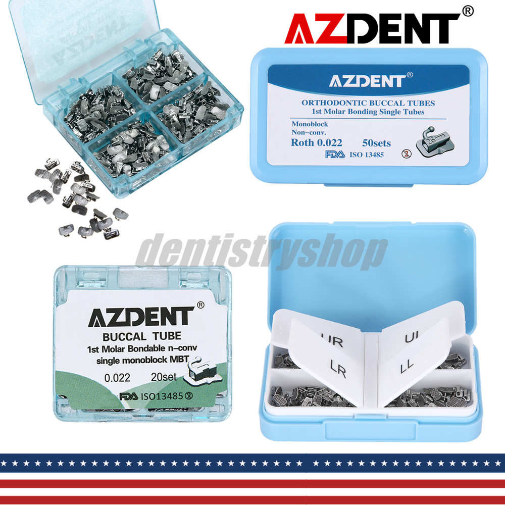 AZDENT Dental Orthodontic Buccal Tubes 1st 2nd Molar Tube Roth MBT 022 Bondable