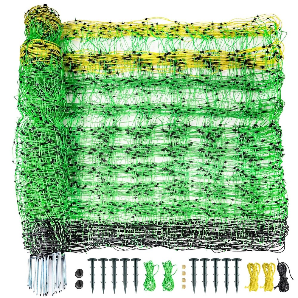 Electric Netting Fence Mesh Kit Sheep Fencing 42.5″ H x 164′ L with Posts Spikes