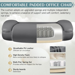 Leather Office Chair, PU Home Computer Desk Chairs with Ergonomic Back Support,