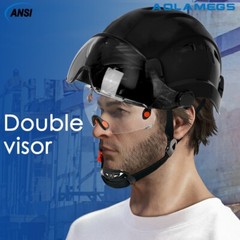Construction Safety Helmet With Visor Built In Goggle ABS Hard Hat Work Cap ANSI