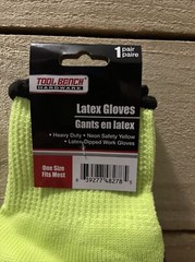 New Latex Gloves Heavy Duty Neon Safety Yellow Work Gloves One Size Fits Most