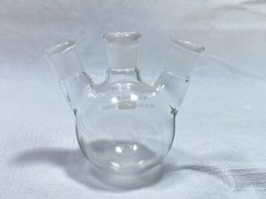 CHEMGLASS Glass 100mL 14/20 Angled 3-Neck Heavy Wall Round Bottom Flask CG-1524