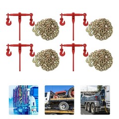 4 Pcs 3/8″-1/2″ Chain and Binder Kit Ratchet Load Binder 10FT Chains Hauling