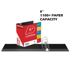 Extra Large 6 Inch Capacity Storage Binder Heavy Duty Locking Angle D Rings