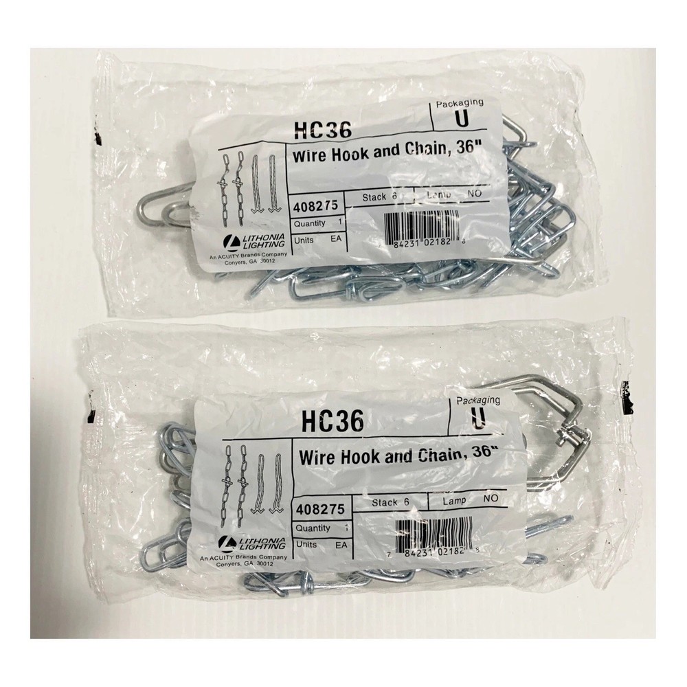 Lithonia HC36 Wire Hook & 36″ Chain New Free Shipping 2PACK