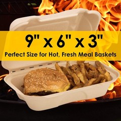 Durable, Leak-Proof Take Out Food Box 50 Pack. Sturdy, Plant-Based Gluten Fre…