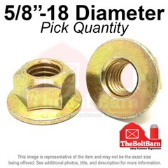 5/8″-18 Grade 8 (G) Hex Flange Top Lock Nuts FINE Zinc Yellow (Pick Quantity)