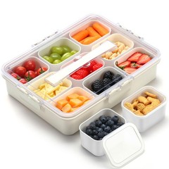 Snackle Box Container for Adults with 9 Compartment, Divided Serving White