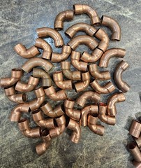 (LOT OF 149) 3/8″ Copper Sweat Fittings Solder Tees, Elbow, Coupler, Cap Nibco