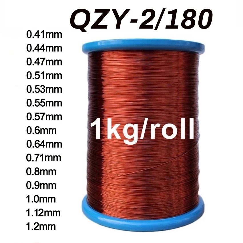 QZY-2 180C Enameled Copper Magnet Wire 1kg 0.41-1.2mm Motor Coil Winding Repair