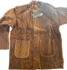 Leather Gold Dark Brown Leather Welding Jacket