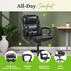 HON Sadie Executive Chair, Leather, Ergonomic, Adjustable Arms, Black