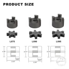 1/2″ to 7/8″ L075 Flexible 3-Piece L-Jaw Coupling Set & Buna-N NBR Rubber Spider