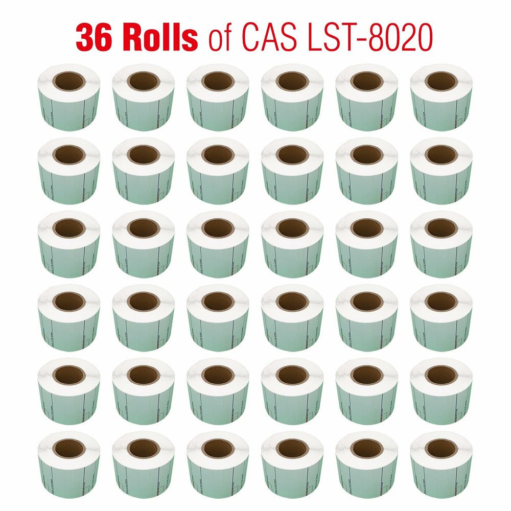 CAS LST-8020 Printing Scale Label, 58 x 60 mm, UPC/Ingredients “36 ROLLS”