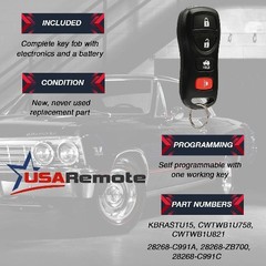 4-Button Keyless Entry Remote Key Fob Compatible with I35 G35 350Z 1-Pack Black
