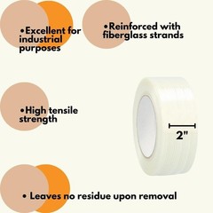 Filament Strapping Tapes 2 Inch x 60 Yards 6 Rolls 4.8 Mil Fiberglass